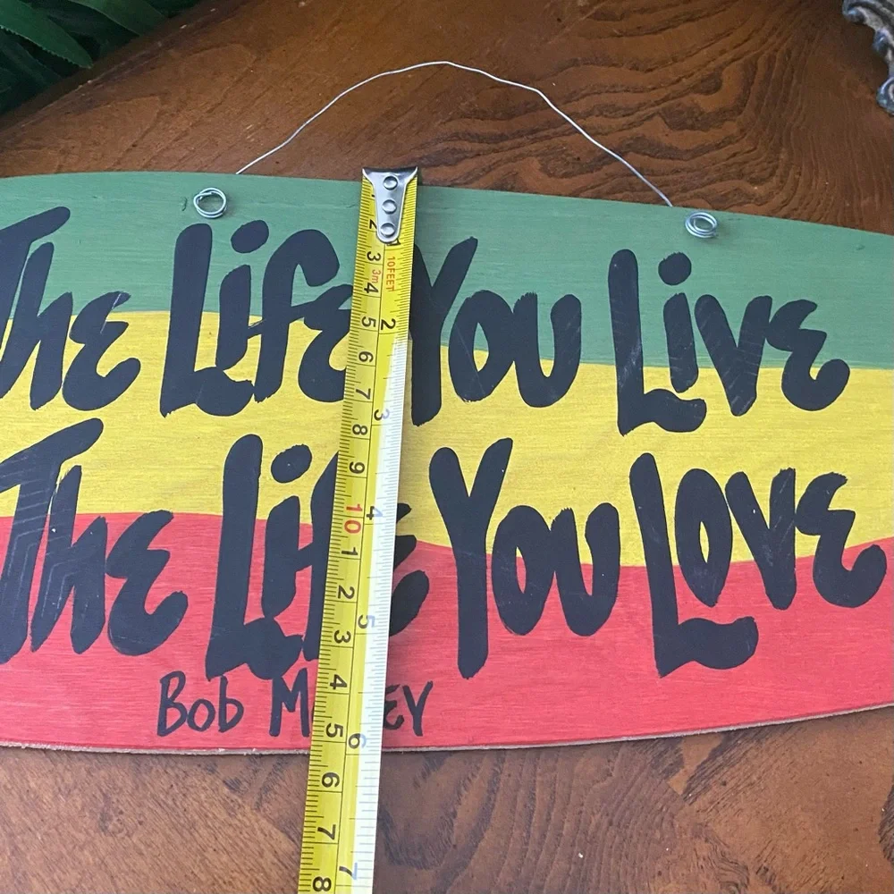 Bob Marley Rasta Surfboard Wall Decor - Red Yellow Green